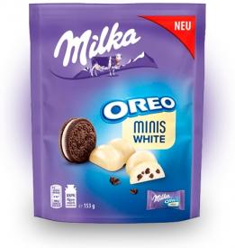Шоколад белый Milka Малютки c кусочками печенья Oreo 153 гр